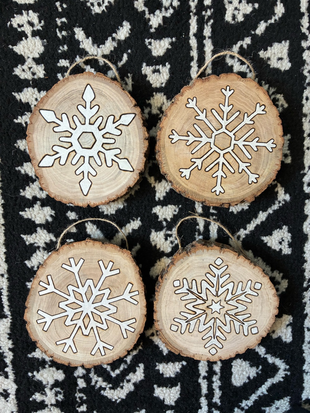 Handcrafted Wood Slice Snowflake Decor - Natural & White Holiday Decor